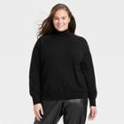Women's Plus Size Lightweight Turtleneck Pullover Sweater - A New Day Black