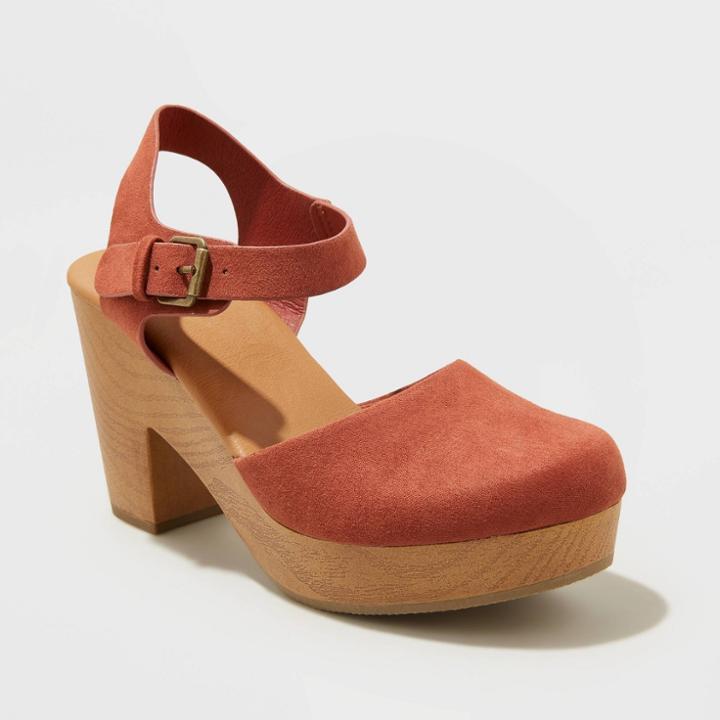 Women's Marcia Heeled Clog Heels - Universal Thread Rust