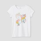 Girls' Adaptive Unicorn Short Sleeve Graphic T-shirt - Cat & Jack White