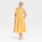 Women's Plus Size Ruffle Sleeveless Dress - Who What Wear Yellow Polka Dot