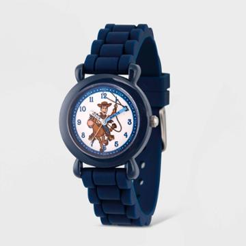 Kids' Disney Toy Story 4 Woody Plastic Time Teacher Watch - Blue