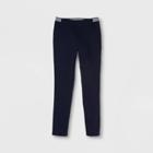French Toast Girls' Woven Pull-on Uniform Chino Pants With Contrast Waistband - Navy (blue)