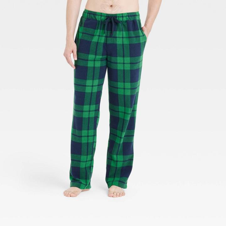 Men's Plaid Microfleece Pajama Pants - Goodfellow & Co Green