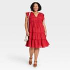 Women's Plus Size Plus Flutter Short Sleeve Dress - Knox Rose Red