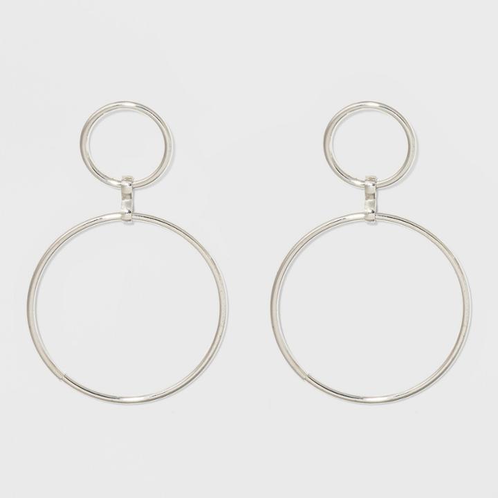 Open Work Circles With Bar Post Back Metal Hoop Earrings - A New Day Dark