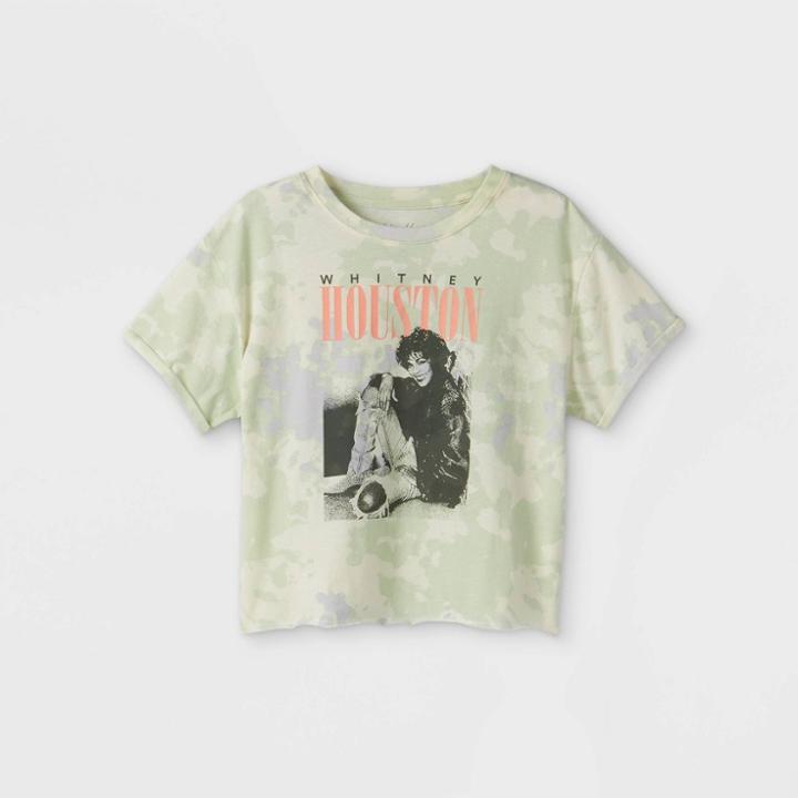 Girls' Whitney Houston Tie-dye Short Sleeve Graphic T-shirt - Xs, Green/purple