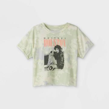 Girls' Whitney Houston Tie-dye Short Sleeve Graphic T-shirt - Xs, Green/purple