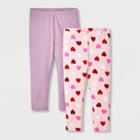 Girls' 2pk Adaptive Valentine's Day Capri Leggings - Cat & Jack Light Pink/dusty Violet