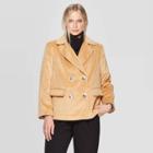Women's Long Sleeve Notched Collar Pea Coat - Who What Wear Brown M,
