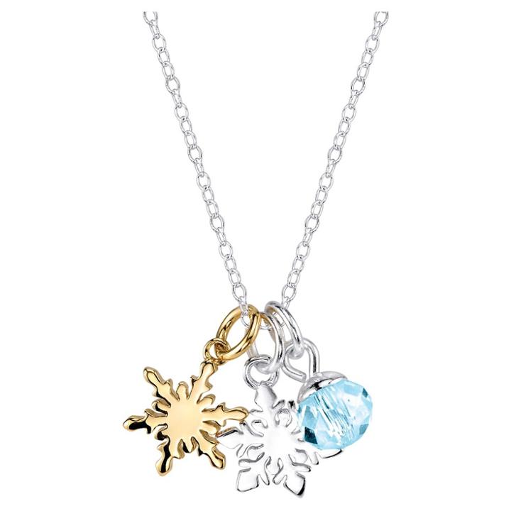Women's Disney 6mm Frozen Crystal Snowflake Necklace In Silver Plating - Silver/gold (18), Gold