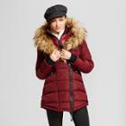 Women's Puffer Jacket With Asymmetric Zipper - Minus Zero - Red