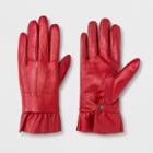 Women's Leather Ruffle Wrist Gloves - A New Day Red