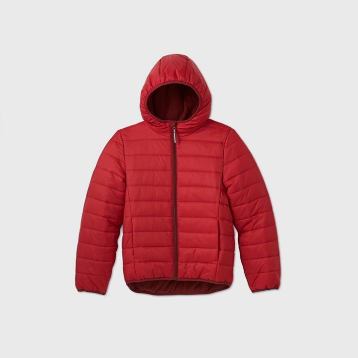 Kids' Microfleece Lined Puffer Jacket - Cat & Jack Red
