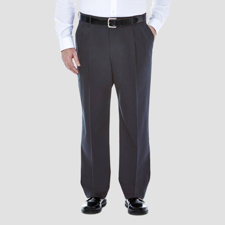 Haggar Men's Big & Tall Pnik Classic Fit Pleat Front Casual Pants - Dark Gray