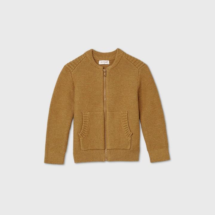 Toddler Boys' Bomber Zip Pocket Cardigan - Cat & Jack Heather Gold