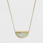Semi-precious Short Pendant Necklace - Universal Thread Green Line Jasper, Gold