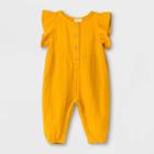 Baby Girls' Gauze Flutter Sleeve Romper - Cat & Jack Yellow Newborn