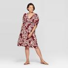 Maternity Floral Print Short Sleeve V-neck Dress - Isabel Maternity By Ingrid & Isabel Burgundy Xxl, Infant Girl's, Red