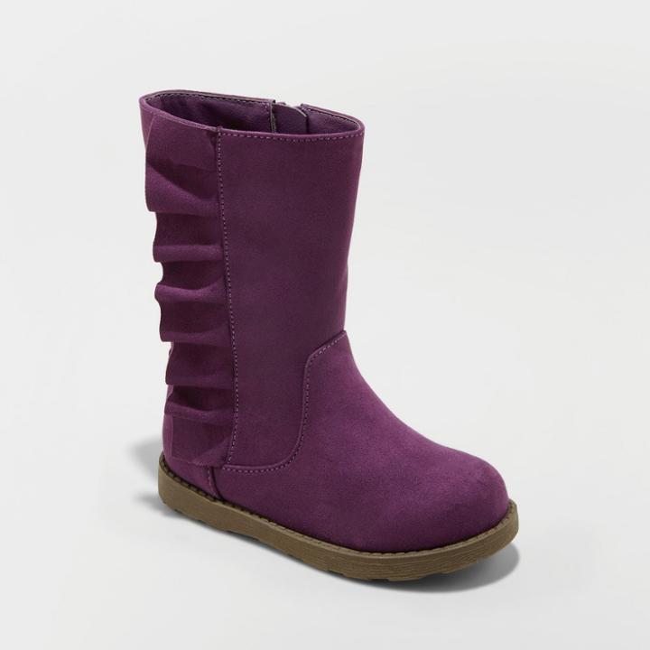 Toddler Girls' Reva Ruffle Boot - Cat & Jack Purple