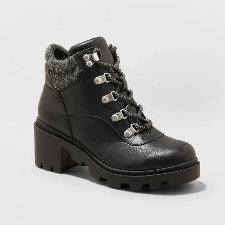 Women's Noelle Heeled Hiking Boots - Universal Thread Black