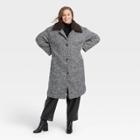 Women's Plus Size Faux Fur Jacket - A New Day Black Herringbone