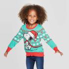 Toddler Girls' Peanuts Snoopy Ugly Sweater - Teal 12m, Girl's, Green