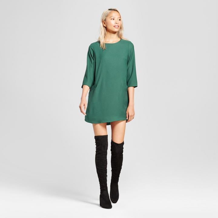 Eclair Women's Front Pocket Shift Dress - Clair Green