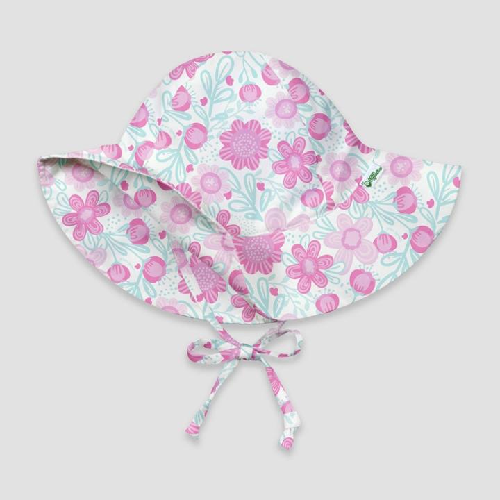 Green Sprouts Baby Girls' Floral Floppy Swim Hat - White