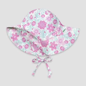 Green Sprouts Baby Girls' Floral Floppy Swim Hat - White
