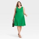 Women's Plus Size Sleeveless Knit Swing Dress - Ava & Viv Green X