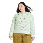 Women's Plus Size Floral Embroidered Collared Pullover Sweater - Sandy Liang X Target