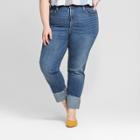 Women's Plus Size Roll Cuff Straight Jeans - Universal Thread Medium Wash