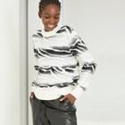 Women's Animal Print Crewneck Pullover Sweater - A New Day Black
