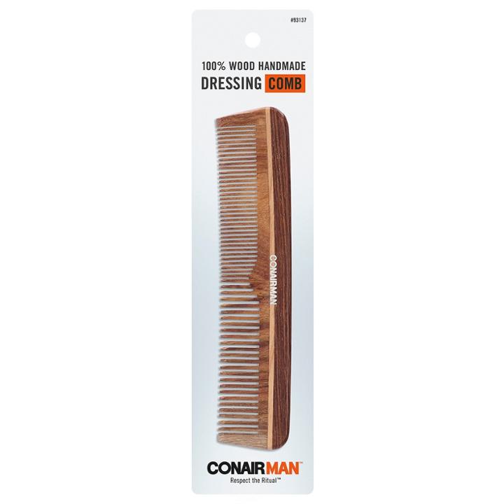 Conair Hand Cut Wooden Dressing Comb Wooden, Black
