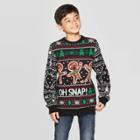 Well Worn Boys' Ginger Bread Ugly Christmas Sweater - Black M, Boy's,