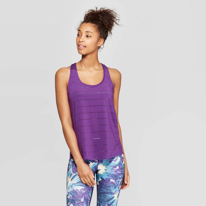 Women's Striped Training Flutter Tank Top - C9 Champion Purple