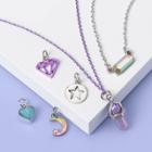 Girls' Crescent And Diamond Necklace Set - More Than Magic , Purple/silver