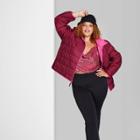 Women's Plus Size Puffer Jacket - Wild Fable Berry Red