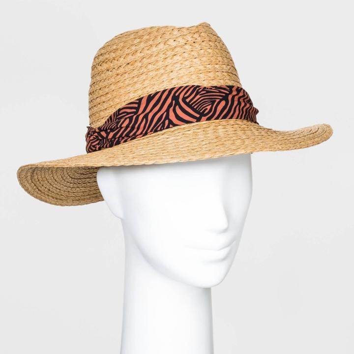 Women's Animal Band Fedora Hats - A New Day Natural One Size, Women's, Yellow