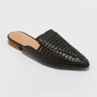 Women's Blair Faux Leather Woven Mules - A New Day Black