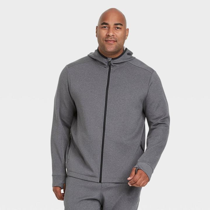 Men's Big & Tall Tech Fleece Full Zip Hoodie - All In Motion Heather Gray Xxxl, Grey Gray