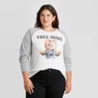 Universal Women's Plus Size Free Hugs Chucky Long Sleeve Graphic T-shirt - White