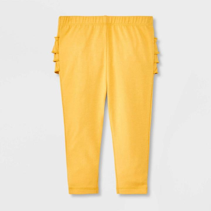 Baby Girls' Ruffle Bum Leggings - Cat & Jack Mustard Yellow Newborn
