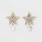 Sugarfix By Baublebar Mixed Media Star Earrings - Pearl, Women's, White