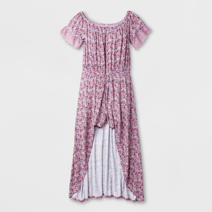 Girls' Off The Shoulder Walk Through Rompers - Art Class Lilac