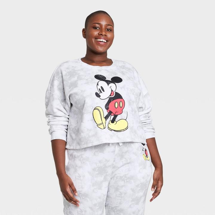 Women's Disney Mickey Mouse Plus Size Graphic Sweatshirt - White