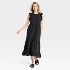 Women's Gauze Flutter Short Sleeve Dress - Universal Thread Black