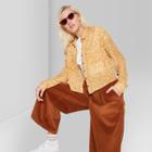 Women's Floral Long Sleeve Cropped Button-down Shirt - Wild Fable Gold