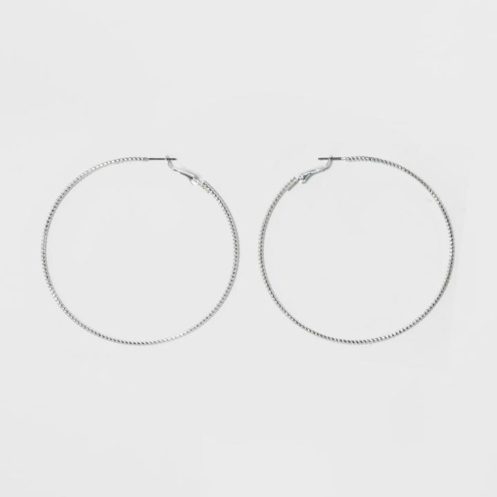 Textured Hoop Earrings - A New Day Silver, Women's