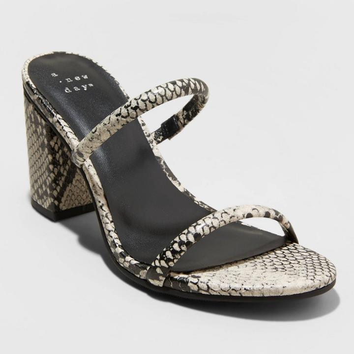 Women's Cass Snake Print Thin Strap Heeled Pumps - A New Day Gray